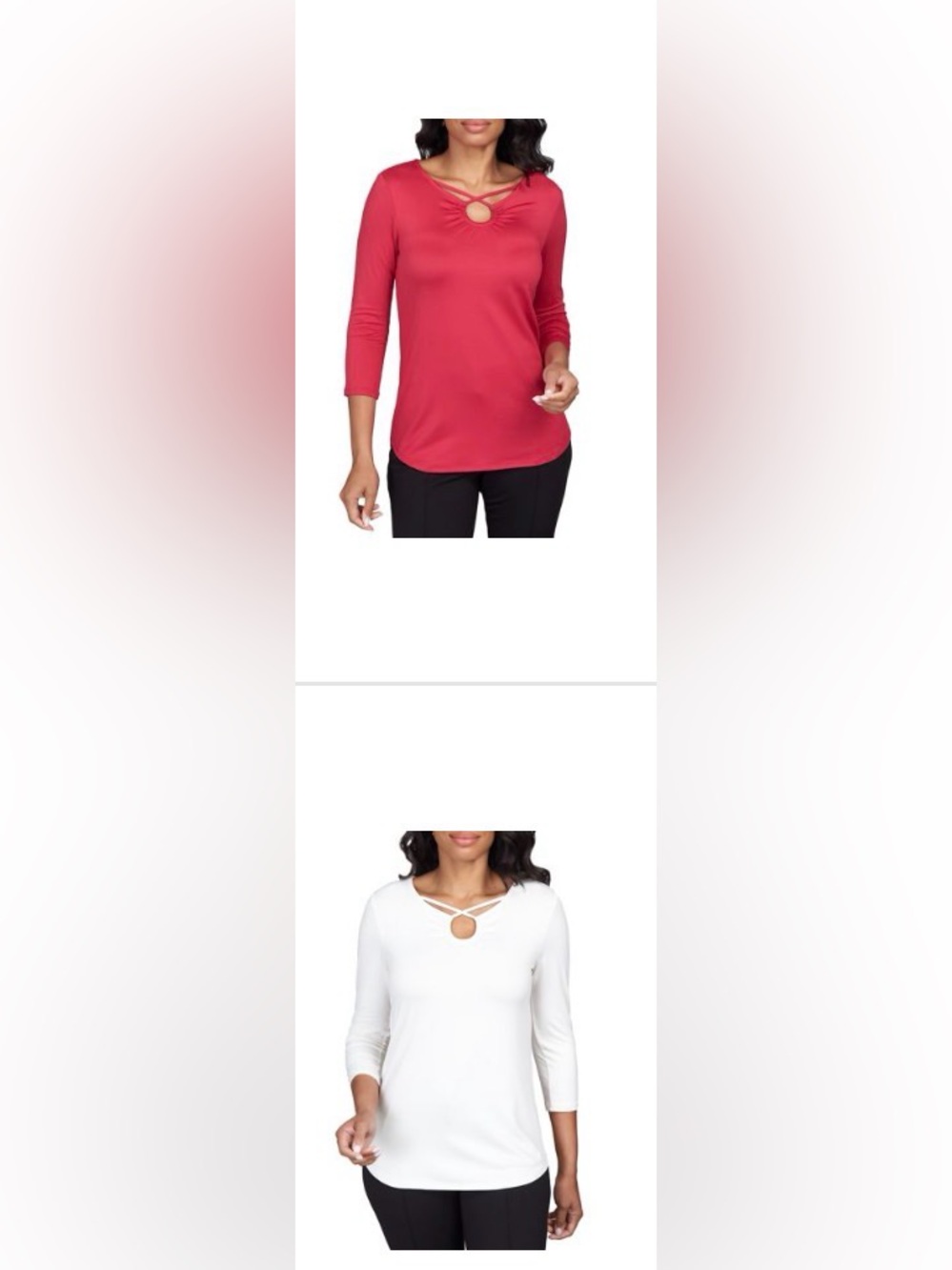 NWT Bundle of two Ruby Rd. Women’s Cross-Ring Neck 3/4 Sleeve Tops